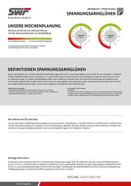 Datenblatt Spannungsarmglühen herunterladen: technische Informationen zur Spannungsreduzierung und Maßstabilisierung bei SWF Siegen.